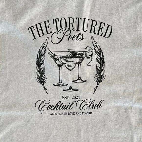 Cocktail Club Tortured Poets Department TTPD Gray Women's Small T-Shirt - Picture 2 of 7
